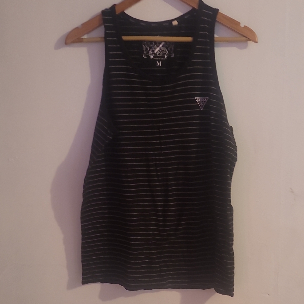 Guess Black and Gray Striped Tank Top